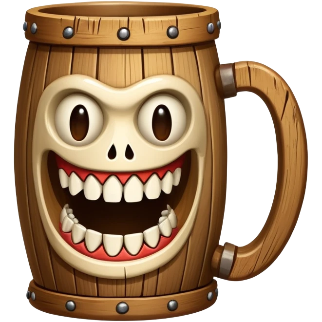 tavern mug with mimic teeth with the theme of the tipsy mimic tavern emoji