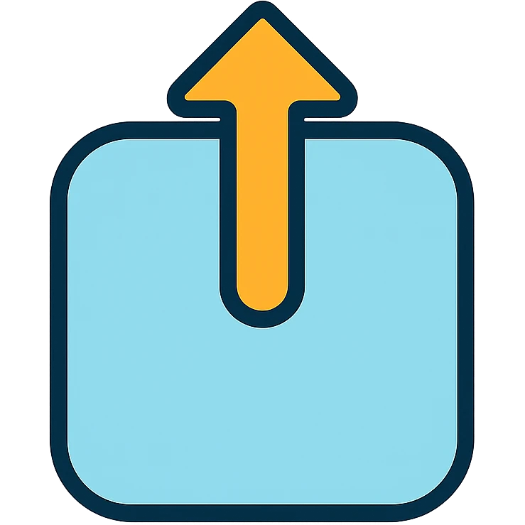 Apple-style iOS share button, rounded square with arrow pointing outward, minimalist design emoji