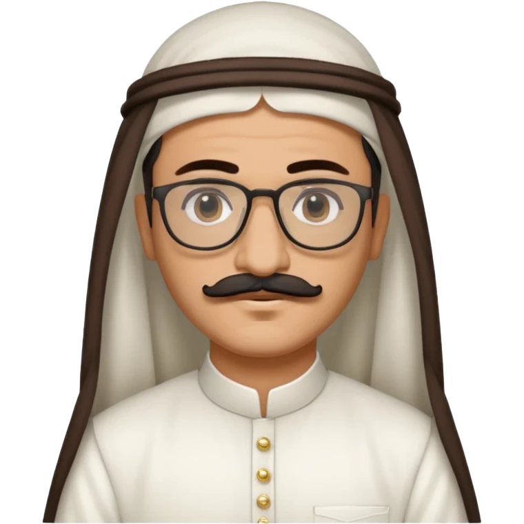 A Saudi singer named Rabah Saqr has a mustache and wears glasses and wears a shamag and a Saudi dress emoji