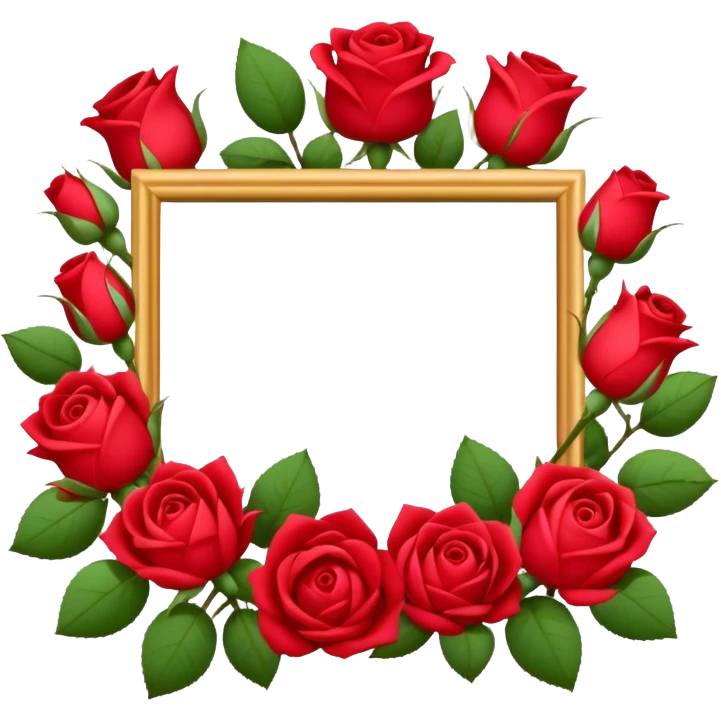 Highly detailed Delicate red rosebuds around the outline of photo frame emoji