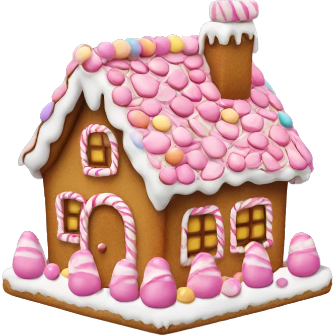 Gingerbread house with pink gumdrops emoji