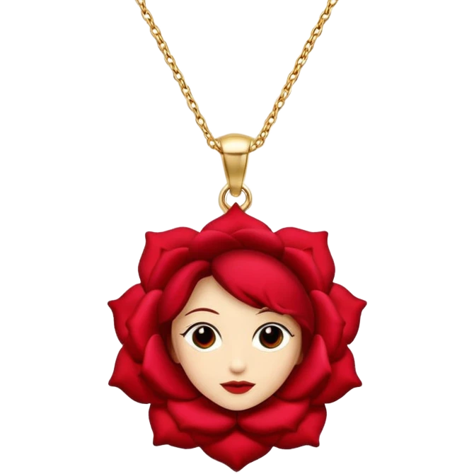  Realistic deep red rose head charm, 14k sparkling Gold necklace emoji