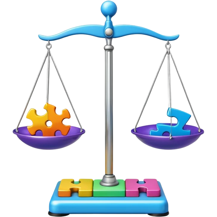 emoji, of a puzzle and a Balance for accounting. emoji