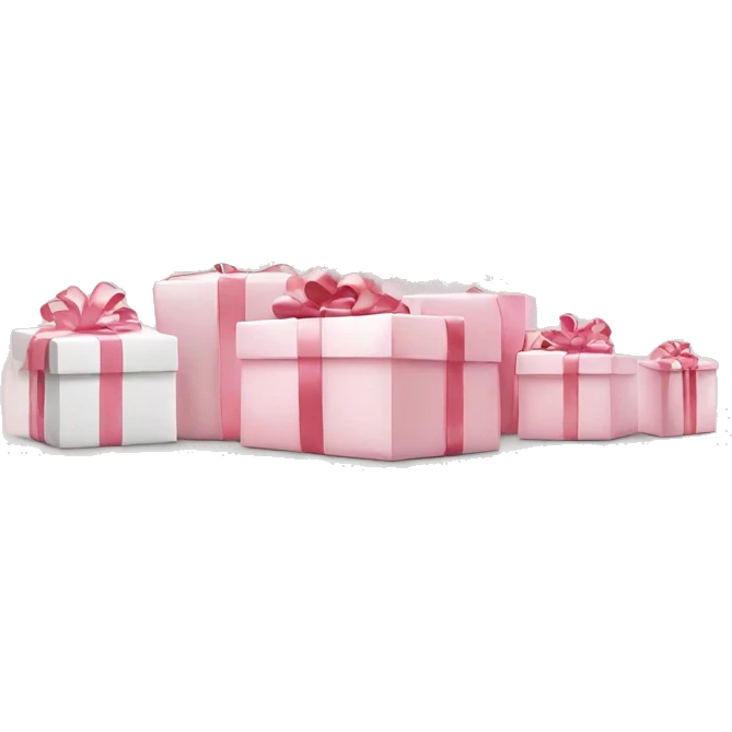 Light pink Christmas gifts under a white Christmas tree  emoji