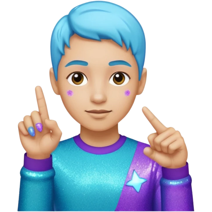 Glitter Roxo e Ciano Dedo apontando pro lado emoji