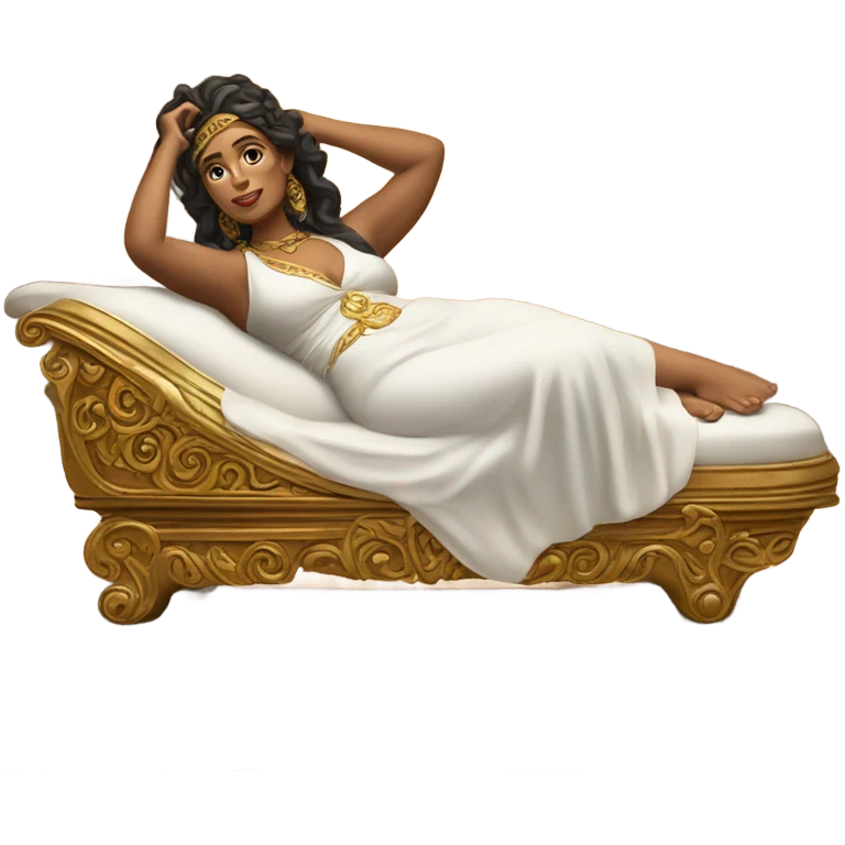 Latina female goddess lying on serving platter emoji