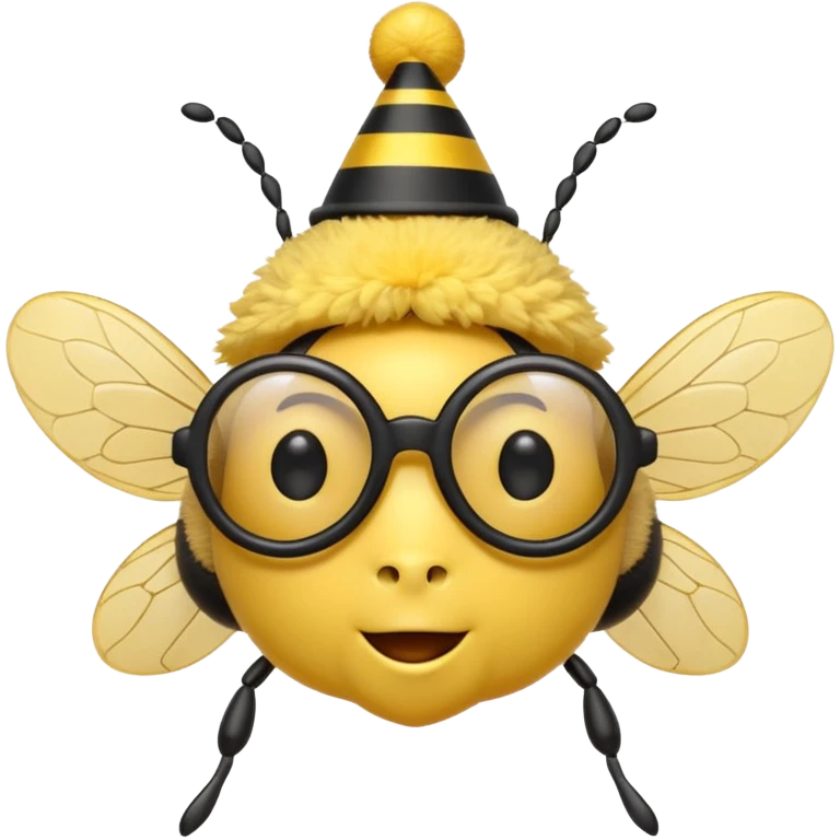 party hat bee with glasses emoji