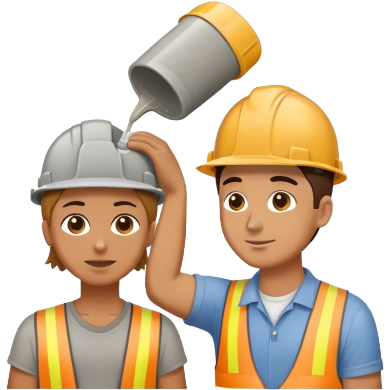 Construction guy pouring cement on someone’s head emoji