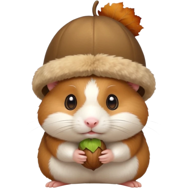 cartoon-style hamster with acorn hat emoji