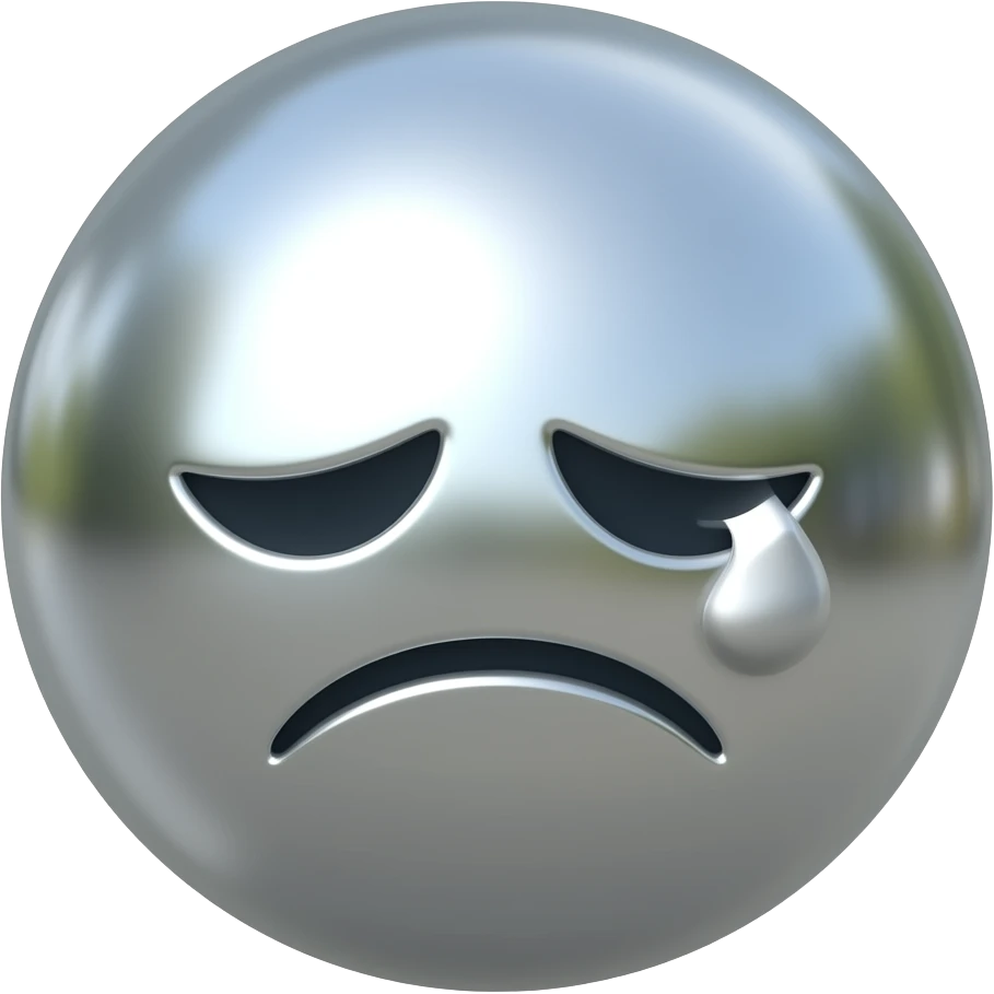 tired 3D metallic chrome color simple ball emoji emoji