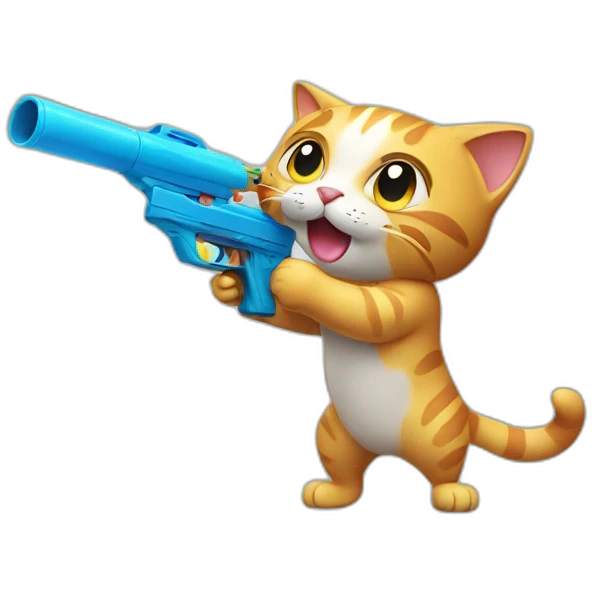 cat shooting water gun emoji