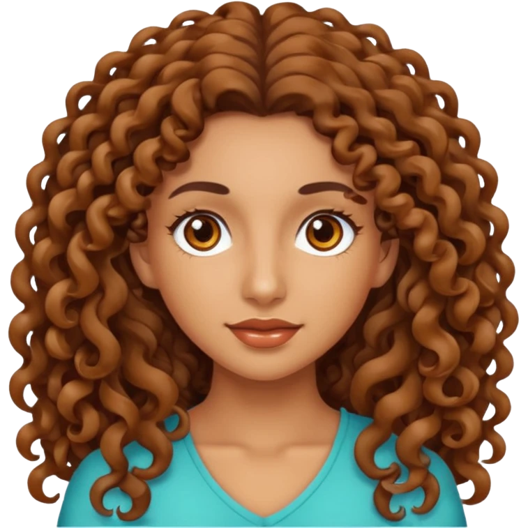 Mujer piel canela y pelo rizado largo  emoji