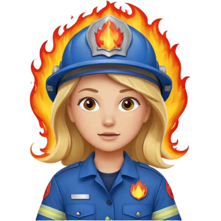 blonde female firefighter on fire blue uniform emoji