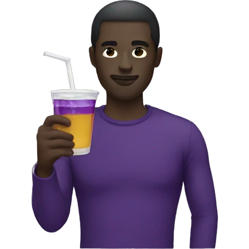 Dark guy with a purple beverage emoji