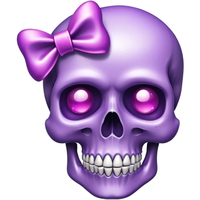  a purple colored skull having a bow with sparkles as background emoji