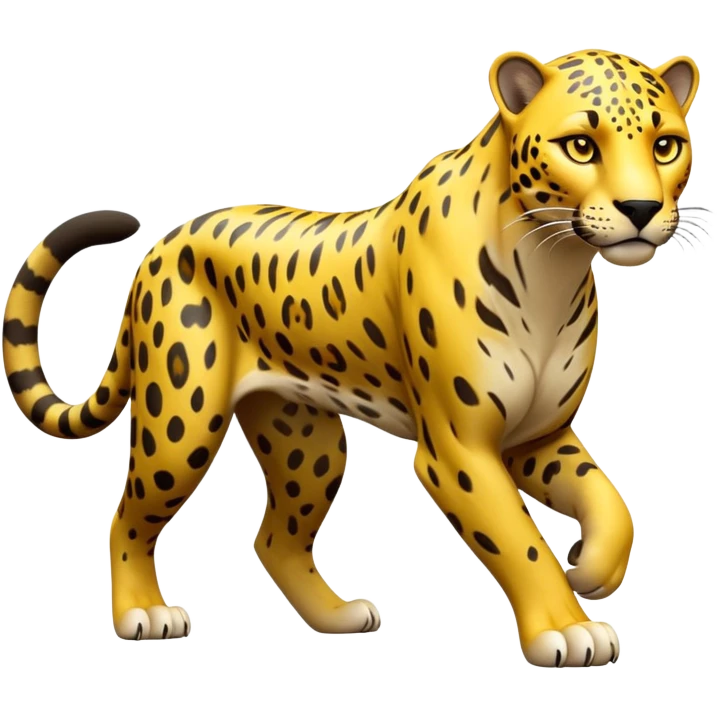 cinematic-jaguar-realistic-full-body-standing-emoji,-muscular-and-stealthy-frame-ready-to-pounce,-long-tail-curving-slightly,-head-tilted-dramatically,-sleek-yellow-fur-with-dark-rosettes,-piercing-yellow-eyes,-simplified-yet-realistic emoji