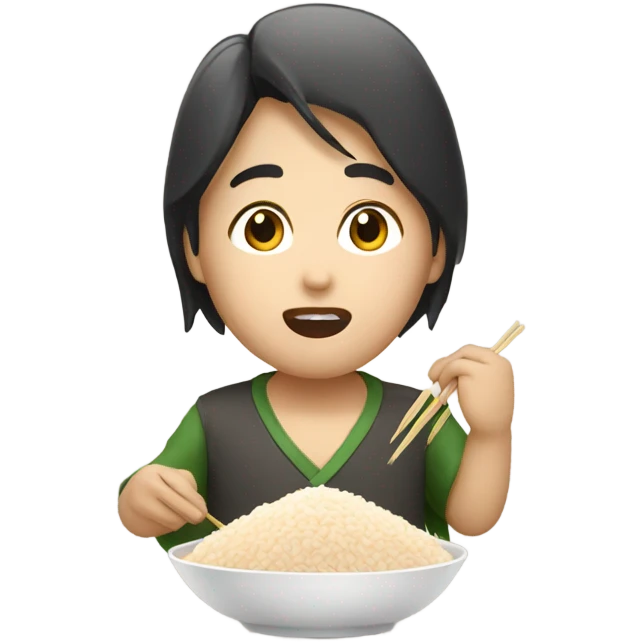 Asian eating rice emoji