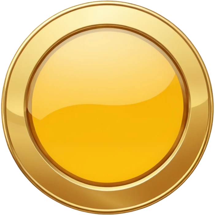 JUST THE CIRCLE  golden medal with a glossy finish, central empty space,  emoji