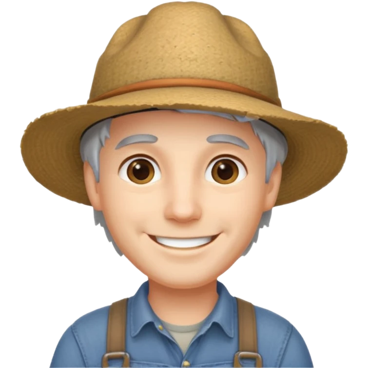 young guy with gray hair and a farmer hat emoji