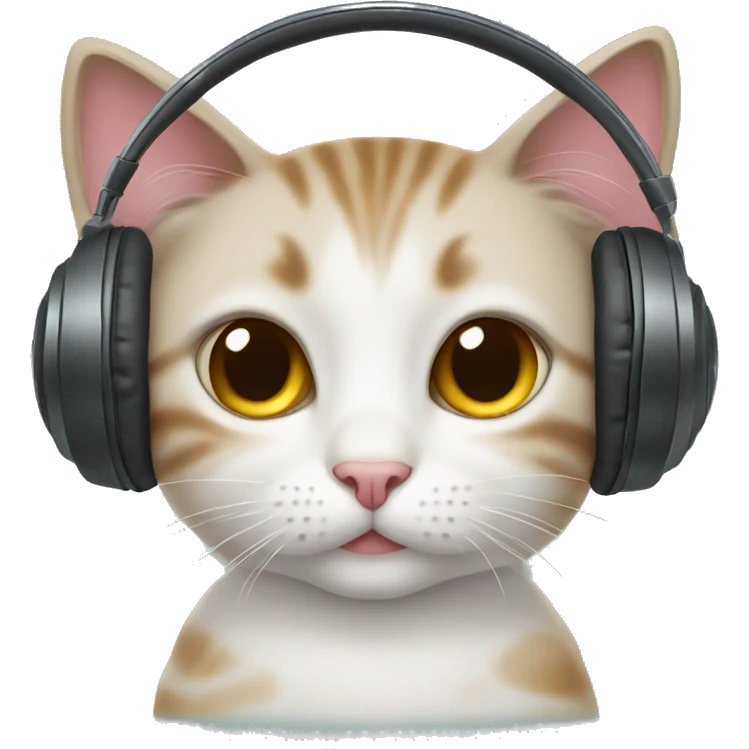 cute cat wearing headphone emoji