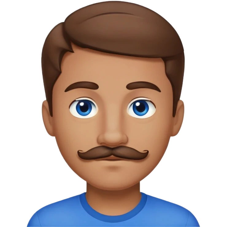 Boy named crew, brown hair, blue eyes, mustache, nice facial structure, medium to tan, skin tone,  emoji