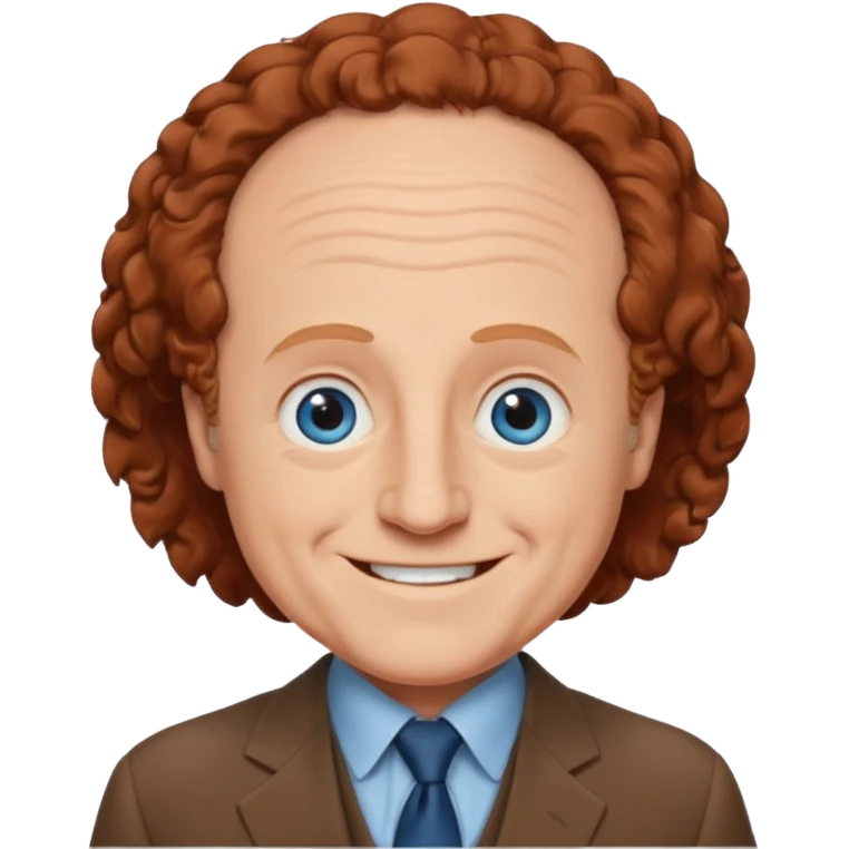 Larry Fine from the Three Stooges with blue eyes, reddish brown hair, brown suit emoji