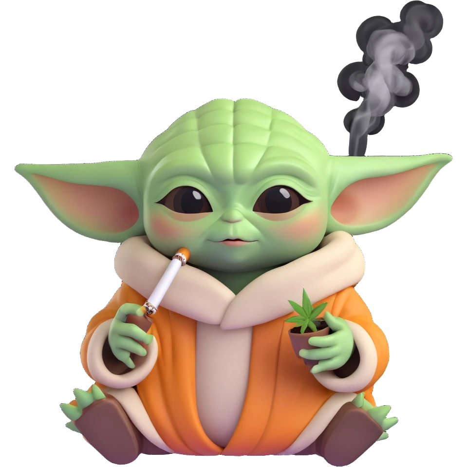 baby yoda smoking cannabis emoji