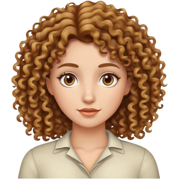 Piel blanca mujer de pelo castaño con las puntas rubias y pelo rizado  emoji