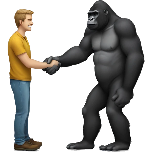 Gorilla handshakes white man emoji