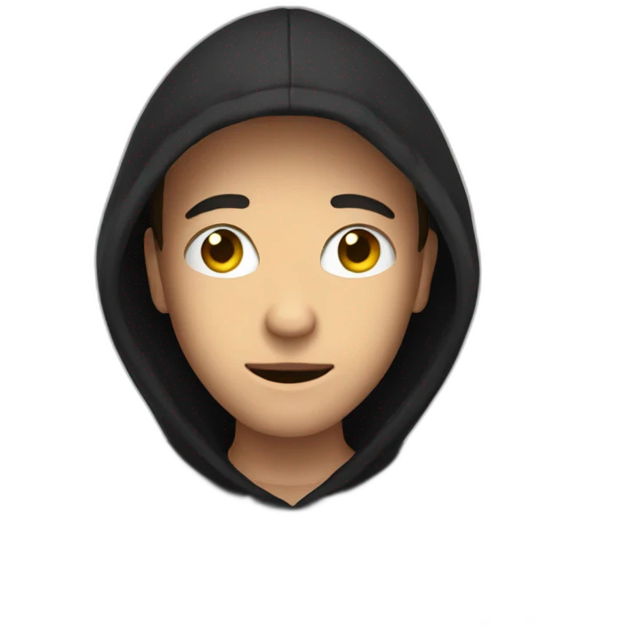 A Hacker wearing a black hoodie doing stop by his hands emoji