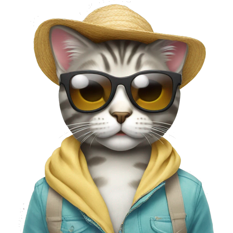 cat in sunglasses on a trip to the beach emoji