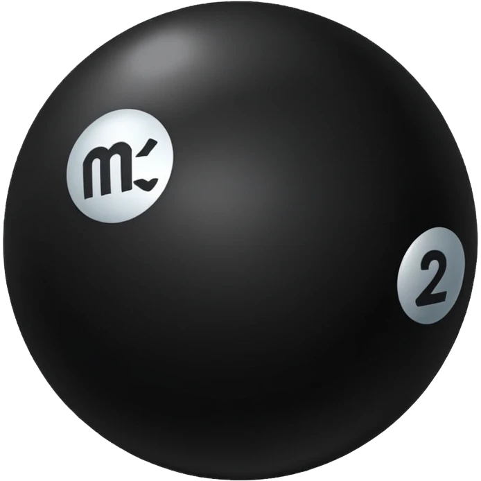 Black Ball with MB written on it. Nothing else no holes. emoji
