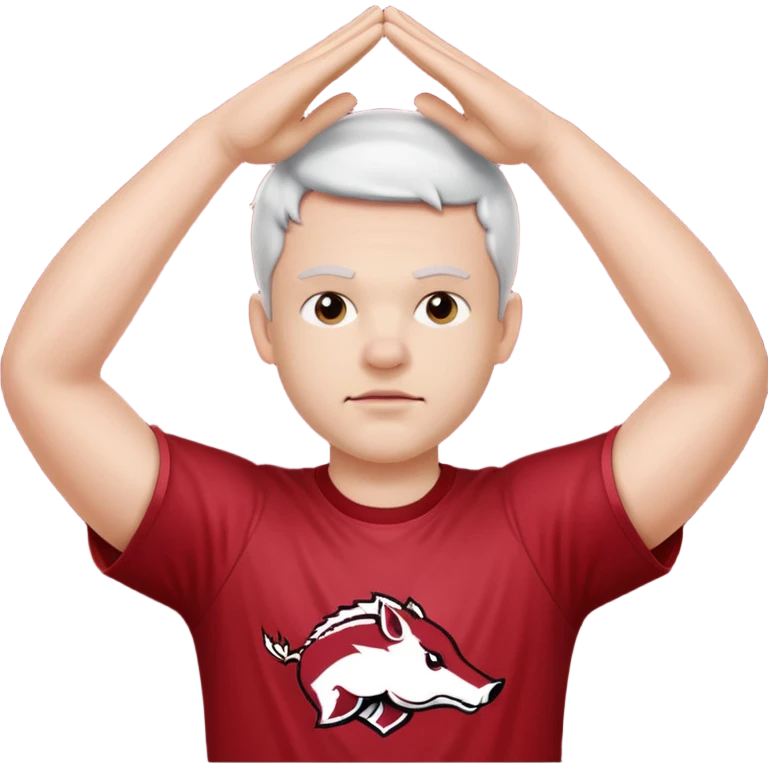 Arkansas razorbacks fan with hands raised over head emoji