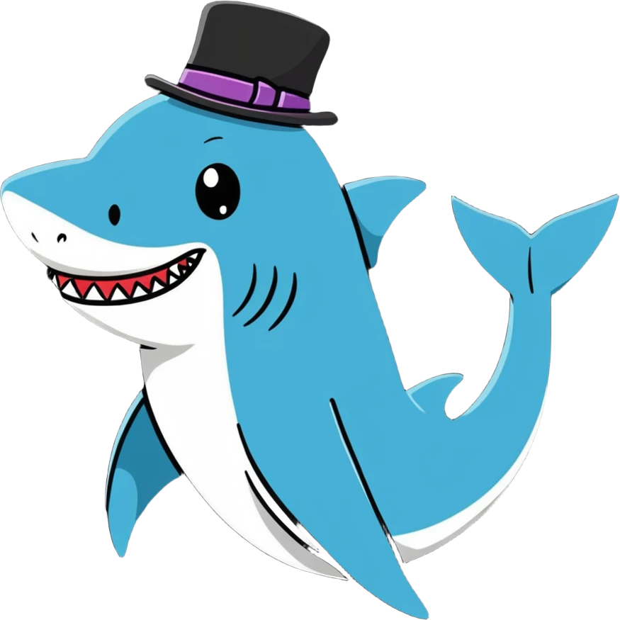 Shark with a top hat emoji