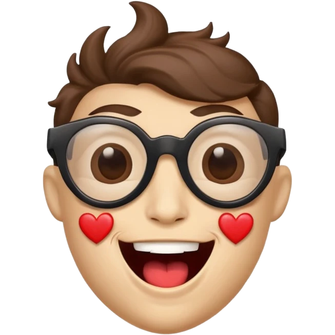 superhero head, coffee creature, heart glasses, laughing with tears in eyes emoji