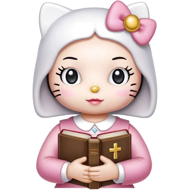 Hello Kitty Sanrio holding a holy bible  emoji