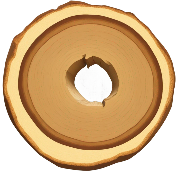 a tree cut open in profile, round, where you can see the annual rings emoji