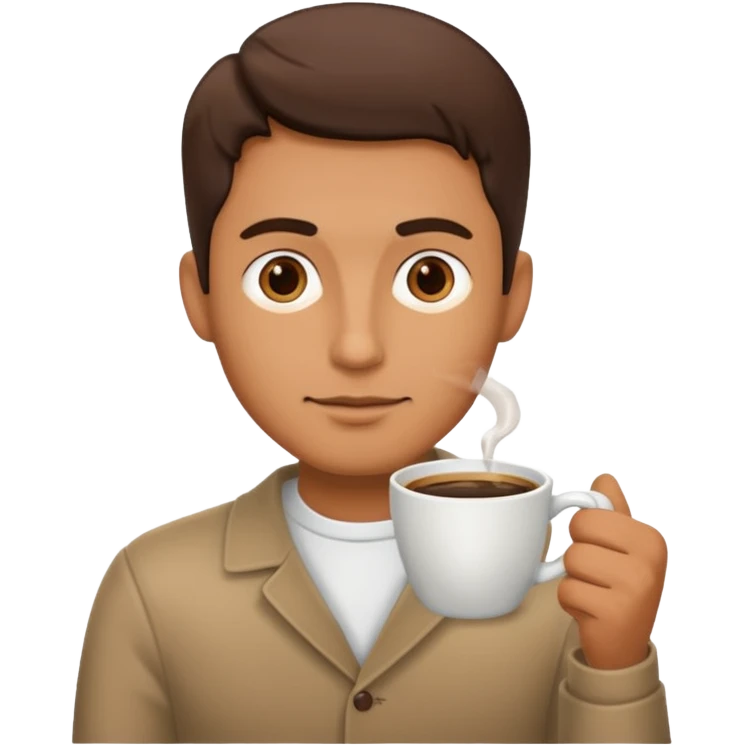 Calm man drinking coffee emoji