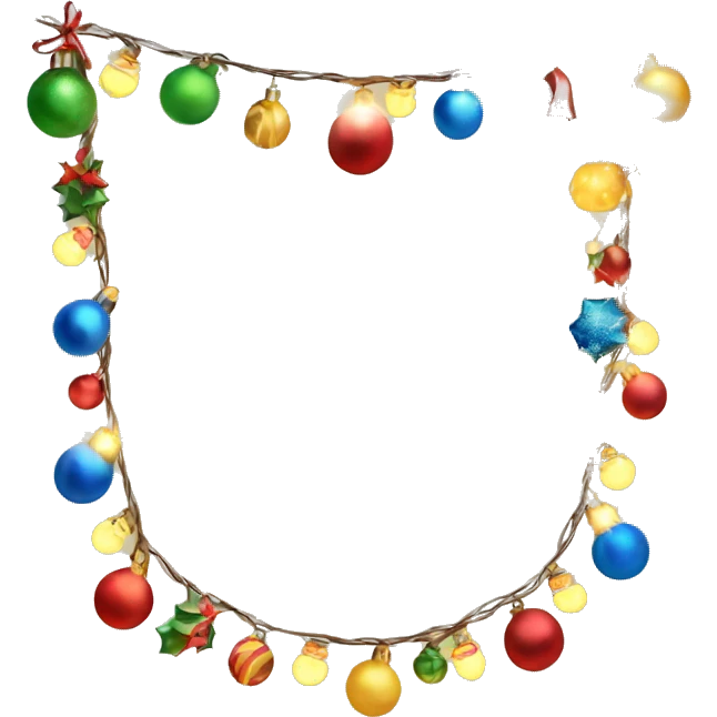 Single strand Christmas garland with lights and ornaments  emoji