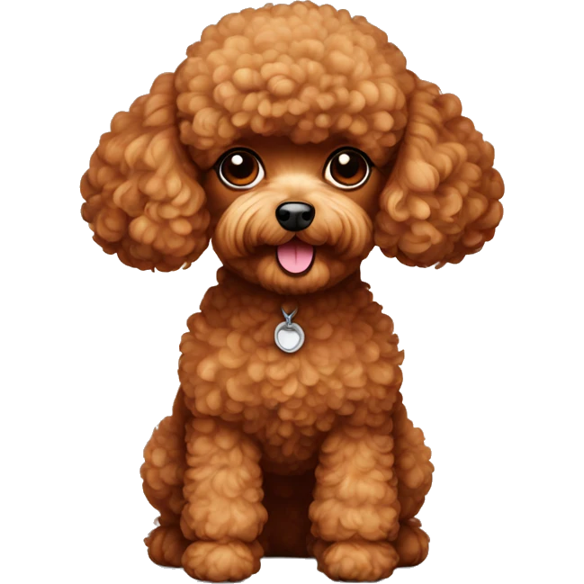Red toy poodle with white chin emoji