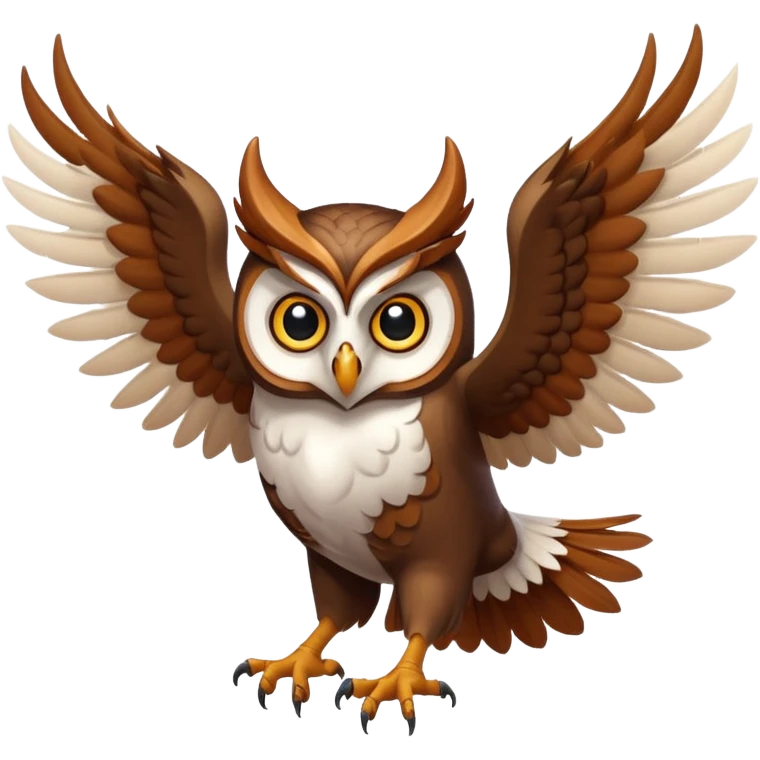an owl with demon horns flying to the left emoji