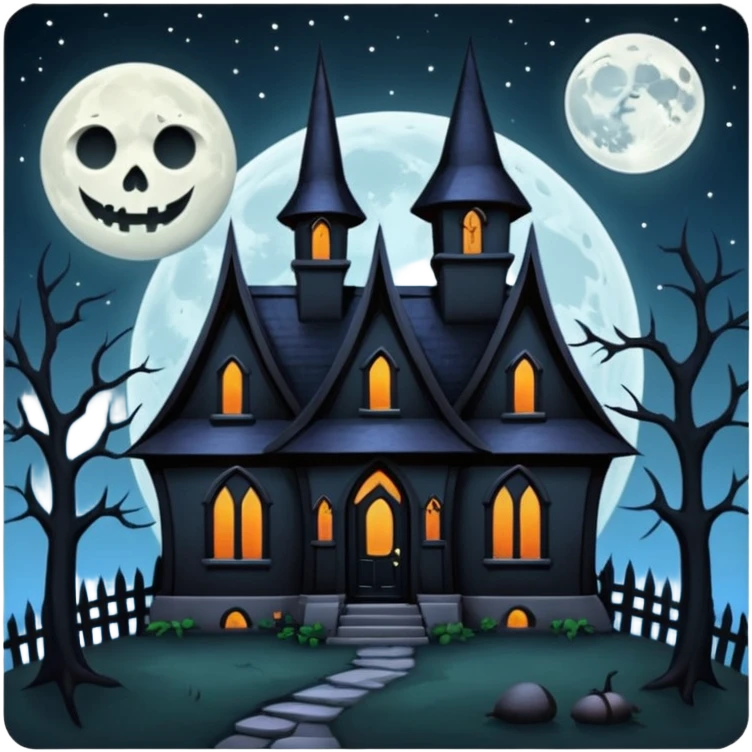 black witch house full moon emoji