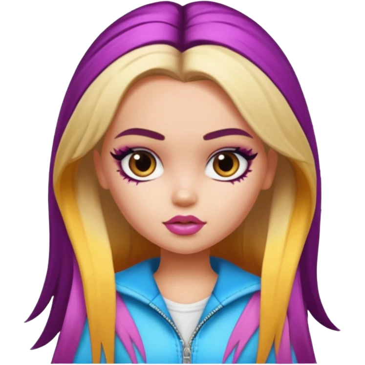 pretty bratz baddie with split dye half-half hair emoji