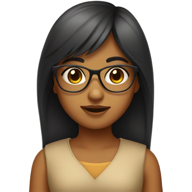 indian girl with bangs and glasse emoji