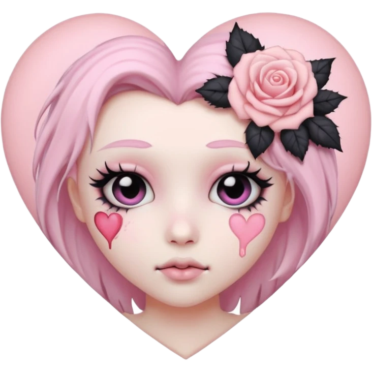 pastel goth heart with pastel rose emoji