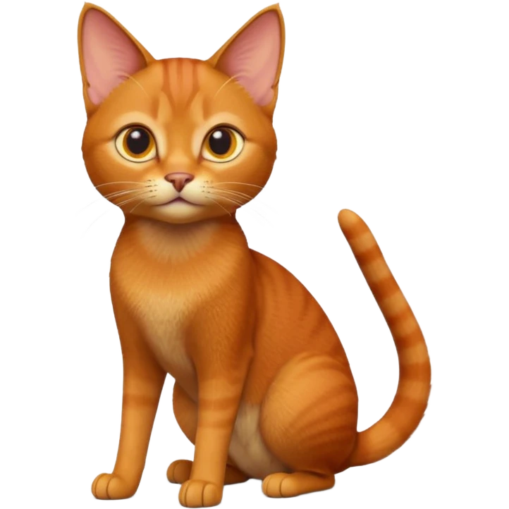 A 3D cartoon Abyssinian cat with orange-ginger coat, detailed fur texture, energetic pose, bright studio lighting, Memoji-style. emoji