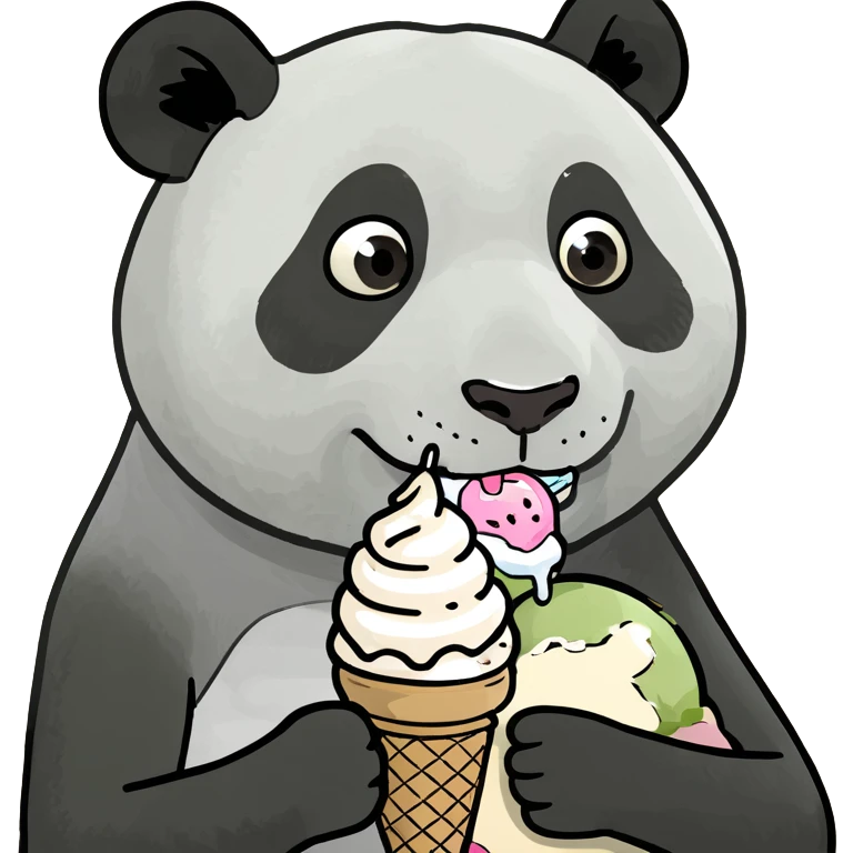 Panda eating ice cream emoji