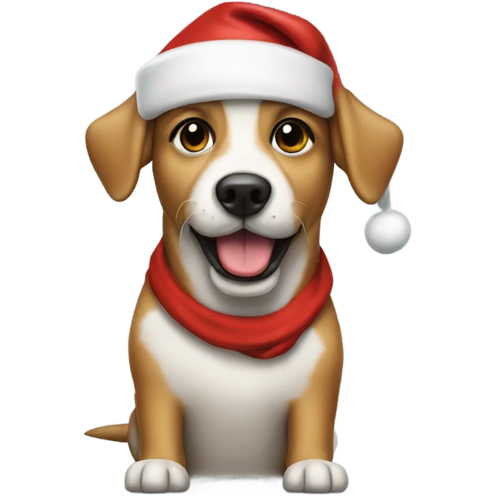 Dog wearing santa hat emoji