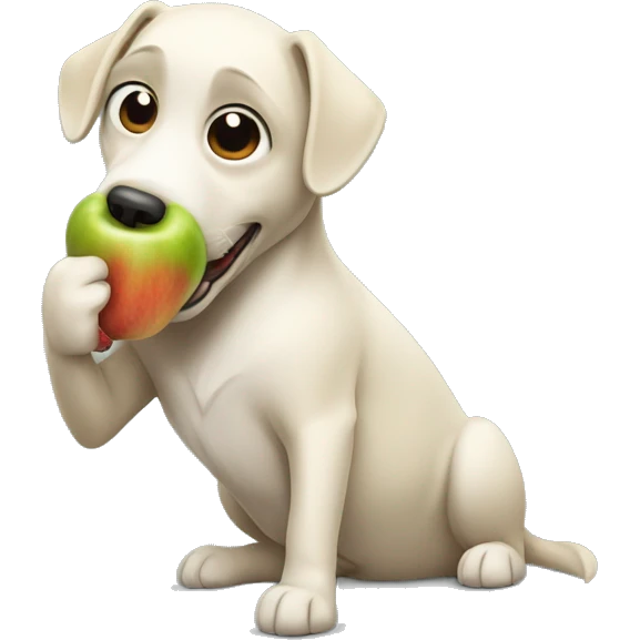 Un perro comiendo manzana emoji