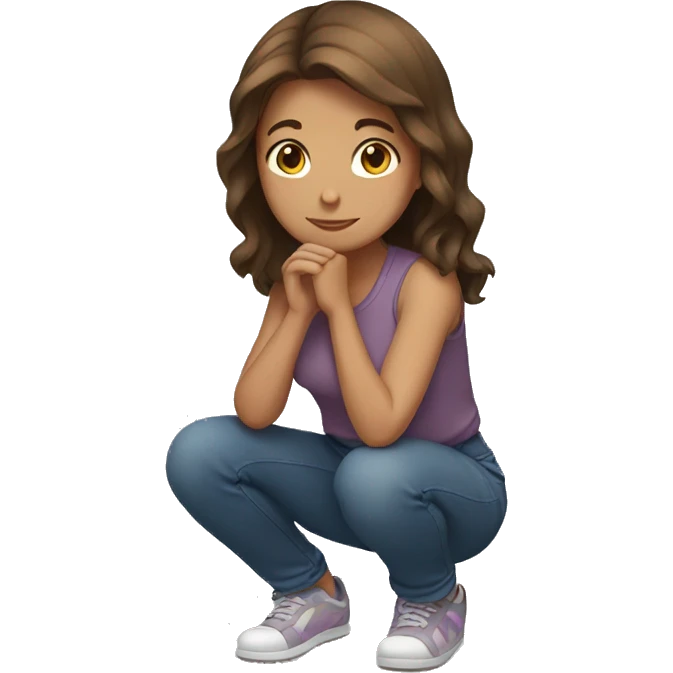girl with brown hair kneeling on her knees emoji